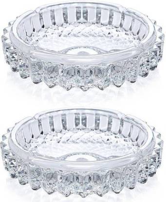 SMART SKILL HOME UTILITY DIMOND SHAPE ROUND ASH TRAY Clear Crystal Ashtray