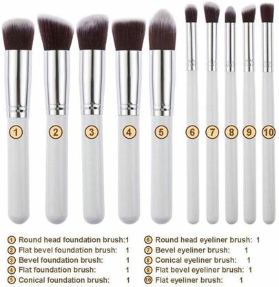 CETC Premium Synthetic Makeup Brush Set (White) (Pack of 10)