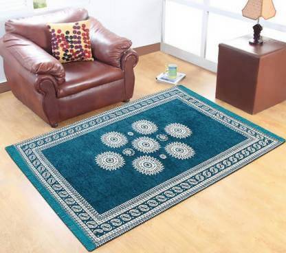 MR VIHAAN Light Blue Cotton Carpet