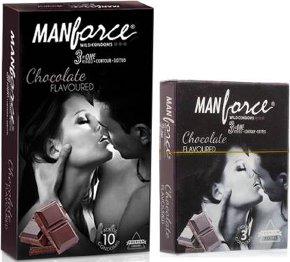 MANFORCE CHOCOLATE FLAVOR CONDOM FOR MEN , BIG AND SMALL BOTH AVAILABLE , DOTTED CONDOM , WILD CONDOM FOR MEN , 13 PIC IN SALES PACKAGE Condom