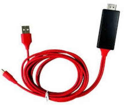 ashiv HDMI Cable 3 m r Lighting to HDTV Cable 1080P Full-HD-Pin Lightning To Hdmi Cable Hdtv Adapter HDMI Cable compatible with Android and IOS Device 2 m HDMI Cable (Compatible with LED TV, LCD TV, Red, One Cable)