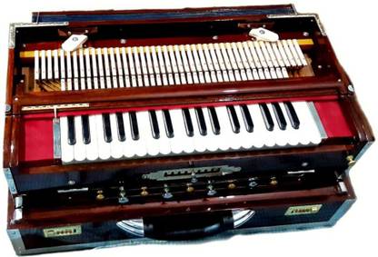 MMB Scale Changer Harmonium-37 Key,3 Reed 9 Stopper 7/5 Bellow 3.5 Octave Harmonium(Carmine And Black Colour) HJK356 3.5 Octave Hand Pumped Harmonium