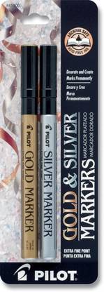 PILOT Gold and Silver Metallic Permanent Paint Markers, Extra Fine Point, Set of 2 Markers (41400) [CAT_5545]