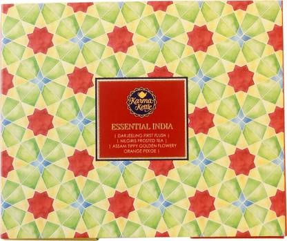 Karma Kettle Essential India Gift Box with Darjeeling First Flush Tea, Assam Second Flush Tea & Nilgiri Winter Frost Black Tea Assorted Black Tea Box