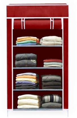 mr extension maroon 4 shelf PVC Collapsible Wardrobe