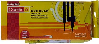Camlin Scholar Mathematical Drawing Instruments - Self Centering Compass And Divider Geometry Box