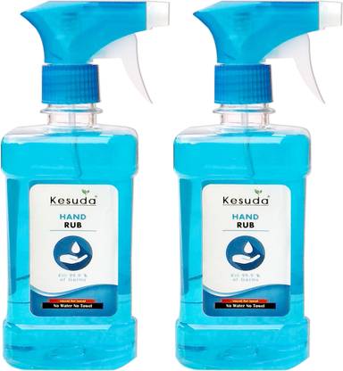 KESUDA Alcohol Based Liquid  with Spray (2*500ml) Hand Sanitizer Bottle + Dispenser