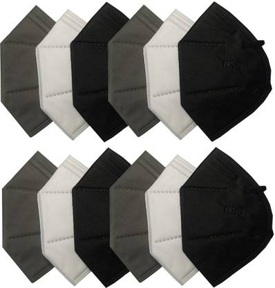 Bhoomi collection N95 Mask 5 Layer Free Size Black,White,Grey Pack Of-3