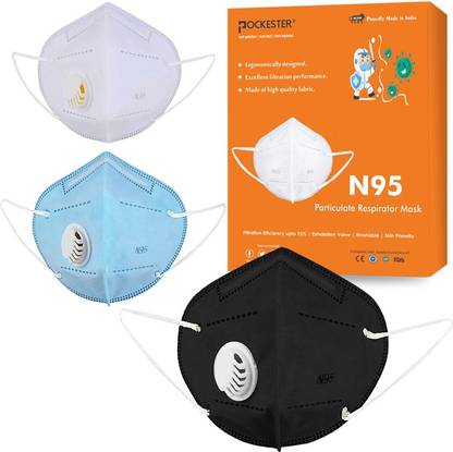 POCKESTER Health+ N95 Anti Pollution/Virus/Bacteria Activate 5 Layer Mask With Respirator POC-N95-M24 Reusable