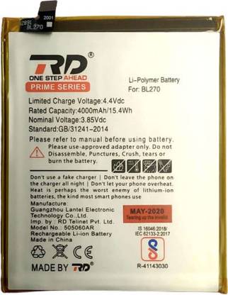 RD Mobile Battery For  LENOVO K6 NOTE