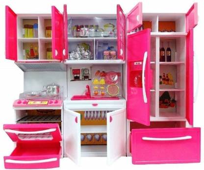 KAVYA ENTERPRISE Kids Plastic Pink Barbie Kitchen Set 3 Colum