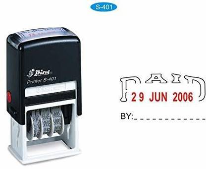 SHINY Date Stamp with Text Paid Self - Ink