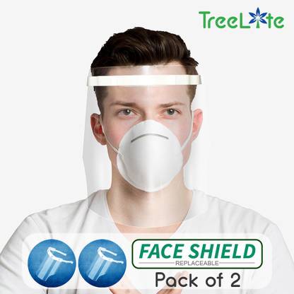 TreeLite TLFS-350 Face Shield Ergonomic with Crystal Clear Visor 350m Anti-Fog (Pack of 2) Safety Visor