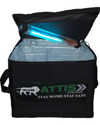 ATTIS SYSTEMS UV-C Sterilizer Box Disinfects 99.99 % viruses, bacteria & germs|Tested & Certified Portable and Easy to use UV Sanitizer Box/Bag | UV-C Disinfection Sterilize & Sanitize Box for Groceries, Courier, Toys, Jewelry, Mobiles, Electronics, Cash, Water Bottles, Files, Toothbrush, Documents, Masks, Beauty Tools, Clothes etc |Larger Box of 14 X 11 X 11 inces | | Use in Home , Offices , Restaurants , Hospitals , Malls and Shops | Kills 99.99% within Mins UV Sterilization Box