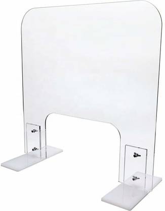 inshopfitting Sneeze Guard Shield for Counter Portable Protective Barrier Transaction Window Customize Acrylic Sneeze Screen with Feet (600x800x5mm) 70 cm Acrylic Sheet