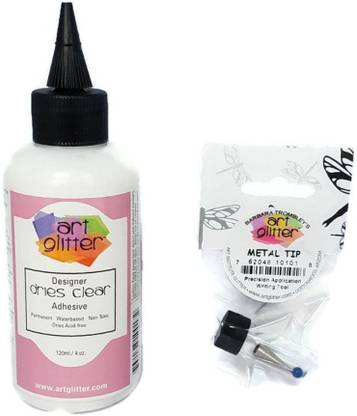 Art Glitter Glue Designer Dries Clear Adhesive 4 Oz With Ultra Fine Metal Tip Adhesive
