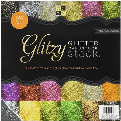 DCWV The Glitzy Glitter Cardstock Stack 12 in x 12 in 24 sheets