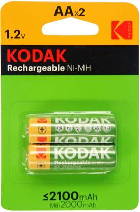 KODAK Ni-MH <2100mAH, Min. 2000mAH AA Rechargeable  HR6 1.2V( Pack of 2 )  Battery