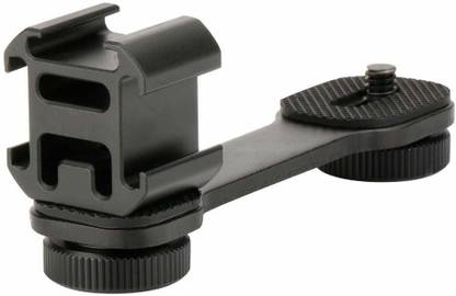 Digiom 3 in 1 Triple Cold Shoe Mounts Plate Microphone Extension Bar Bracket Stand Gimbals Accessories Compatible for Zhiyun Smooth & Other Handheld Gimbals Gimbal Bracket Mount Straight Flash Bracket