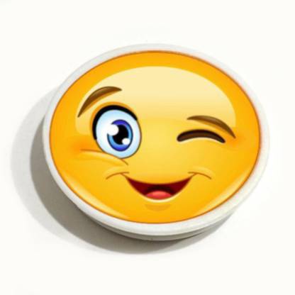 Wawoo Smiley Emoji Pop Holder for Mobile Back, Tablet Drop Effect 360 Rotation Compatible Selfie Finger Grip with Expanding Stand For All Cellphone(Pack of 1) Headphone Stand
