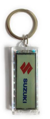 Mithi Personalized Name, Logo Solar Blinking and Flashing with Light & Solar Power Keychain Keyring with Car Bike Logo (Suzuki) No Battery Required Key Chain