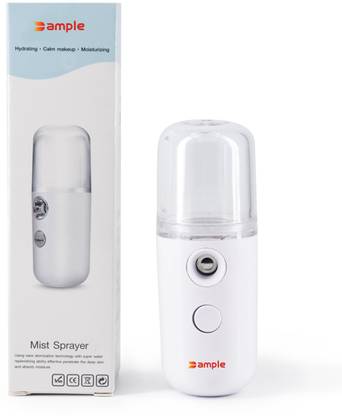 Ample HQ Portable Multipurpose Automatic Mist Spray Machine for Personal Sanitiser Dispenser, Water Hydration, Room Freshener, Beauty Sprayer (White) 30 ml Sanitizer Stand, Liquid Dispenser