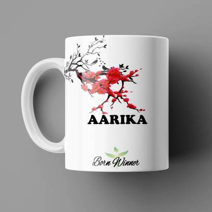 Beautum BORN WINNER Aarika Name Printed White Ceramic (350)ml Model NO: BRNWIN119 Ceramic Coffee Mug