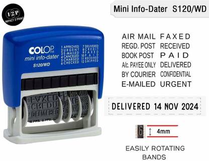 colop S120/WD 12 Words with Date Self Inking Dater Stamp Business Custom Stamp Office Stationery self ink