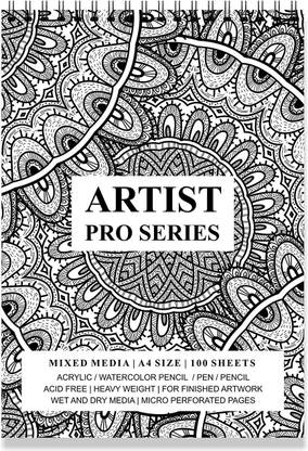 Printelligent Black & White Design Spiral Bound Artists Sketch Drawing Book (A4 Size, 100 Pages, 160 GSM)\ Sketch Pad