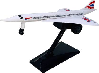 Miniature Mart Made From Plastic Pullback & Go Air Craft Scale Model Concorde Supersonic Air Craft With Stand (Optional) Detachable Wings | Toys Plane For kids | Use As Showpiece | Toy Plane For Boys | Safe Quality Toys | Replica Aircraft Model