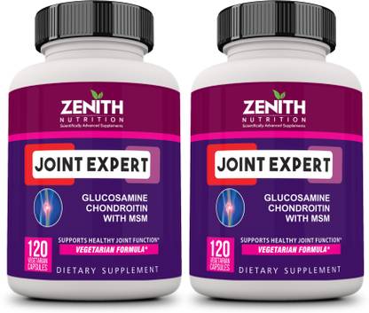Zenith Nutrition Joint Expert Glucosamine Chondroitin with MSM 240 Veg Caps (120 No. X 2 Bottles)