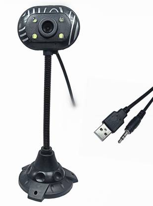 House Of Sensation 4 LED Lights 8.0 Mega Pixels Driverless USB 2.0 Webcam PC Web Camera with Microphone - Pack of 1 8 HD  Webcam with Built-In Microphone with Night Vision USB Connectivity
