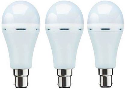YesNo.in Pack of 3 Inverter Bulb 9 Watt Rechargeable Emergency LED Bulb, Cool White, Base B22 4 hrs Bulb Emergency Light