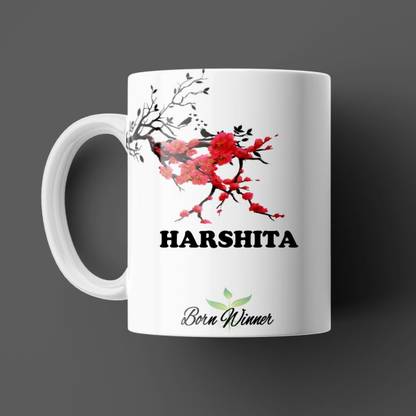 Beautum BORN WINNER Harshita Name Printed Ceramic (350)ml Model NO: BRNWIN6772 Ceramic Coffee Mug