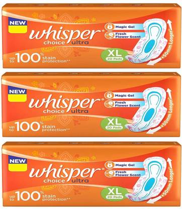 Whisper Choice ultra Extra Large 20+20+20 Sanitary Pad