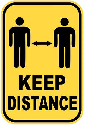 Asmi Collections 22 cm Keep Distance Sign Self Adhesive Sticker