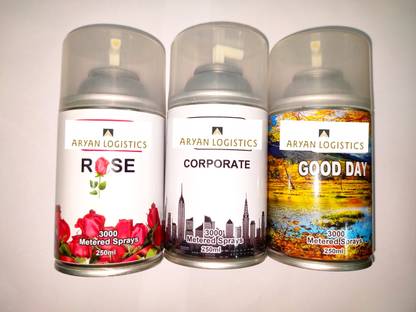 ARYAN LOGISTICS Natural Fragrance, ICE BLUE, GOOD DAY, ROSE, Assorted Spray (Assorted) AIR FRESHENER Refill CAN 250 ML (PACK OF 1)