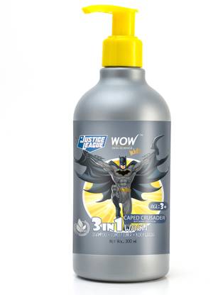 WOW SKIN SCIENCE Kids 3 in 1 Wash - Shampoo + Conditioner + Body Wash - Caped Crusader Batman Edition - No Parabens, Color, Mineral Oil, Silicones & Sulphate - 300mL