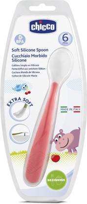 Chicco Red Silicone Spoon 6M+  - SILICONE