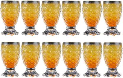 MANTRAA SALES (Pack of 12) Crystal Clear Pineapple Shaped Juice and Water Drinking Glass 320ml Set of (12) Pieces Glass Set Water/Juice Glass