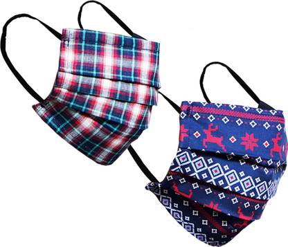 TONOTO 3PLY Triple Layer Reusable Cloth Face Mask for Virus Protection--Nose Pin-Check Mask for Men-Premium Printed Cloth Mask for Men-Pack of2of Cotton Face Mask-Mask Reusable Washable TNT3-103 Reusable, Washable Cloth Mask