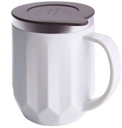 Arham Thermos Vacuum Cup Stainless Steel Vacuum Bottle Insulated Tumbler for Kids, Tea/Coffees with Handle Lid (400 ml) (White) Stainless Steel Coffee Mug