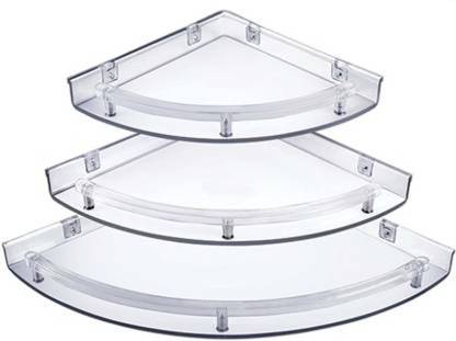 Zobby Unbreakable corner set transparent Plastic Wall Shelf