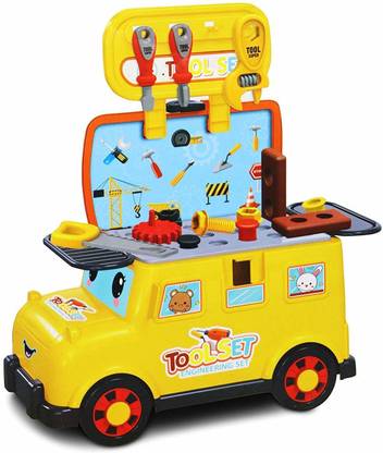 Smartcraft Tool Car, 19 Pcs Portable Mini Bus Tool Car Tool Play Set for Kid, Pretend Play Tool Toy Set