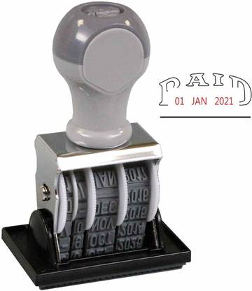 Music 555 Dater Rubber Stamp With "Paid" Message And Signature Place Rubber Stamp