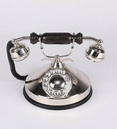 Keeratly Silver Round Vintage Telephone Table Decorative Showpiece Decorative Showpiece  -  18 cm