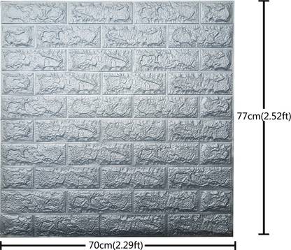 wewell (5 Pc) 3D Brick Wall Stickers Panel Self Adhesive Peel & Stick Wallpaper for Wall Home Decor(70 x 77cm, Appx. 5.8Sq Feet). Pack of 5