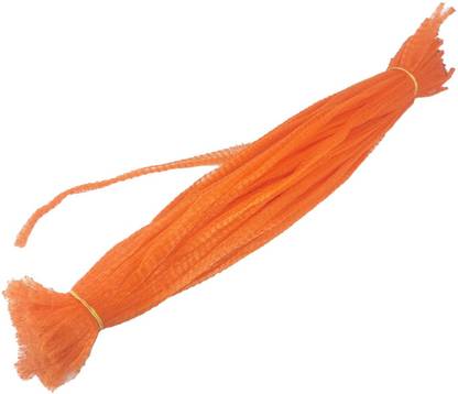 AUMNI CRAFTS Packing Net Poly Mesh Pouches (Pack of 100) Expandable Size 42x15 CM Orange For Fruits Vegetables Toys Seafood Multipurpose (M1) Plastic Storage Pouch