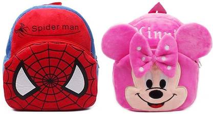ToyEra Spider & Minnie Pink Kids Soft Toy Bag Plush Bag (Pink, Red, 4L) Plush Bag