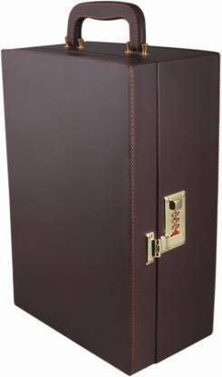 TAMTA Portable Leatherette Bar Set | Portable Cocktail Bar Set | Travel Bar Set | Wine Case | Whisky Case | Portable Bar Accessories Set - Brown & Brown (Holds 03 Whisky Glasses) 8 - Piece Bar Set